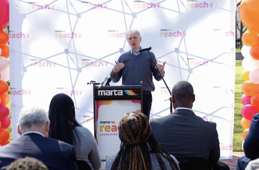 Modal co-founder Pascal Van Hentenryck speaks at a pilot launch event with MARTA